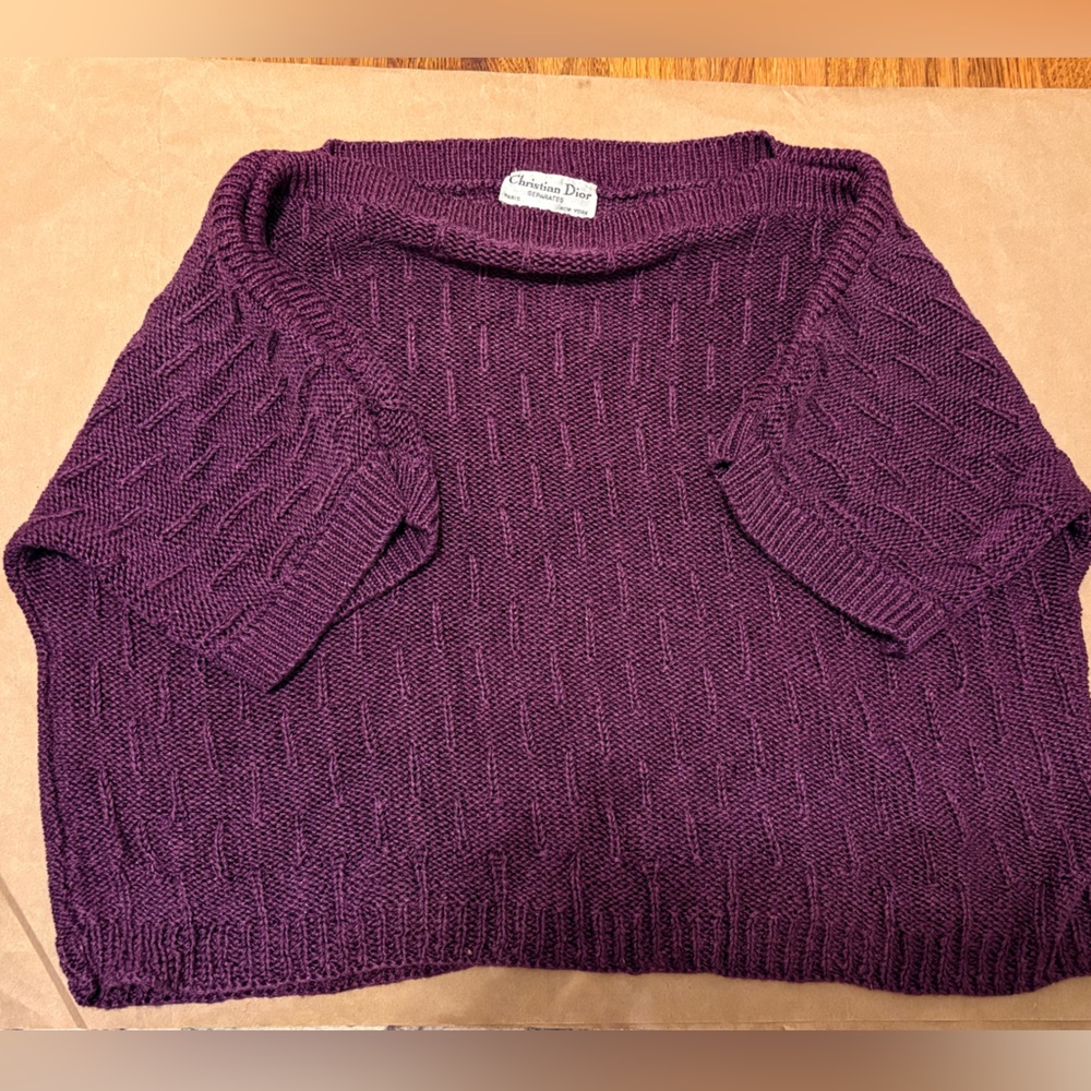 Christian Dior Separates Ribbed Knit Top in Plum